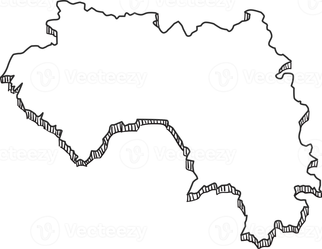 Hand Drawn of Guinea 3D Map png