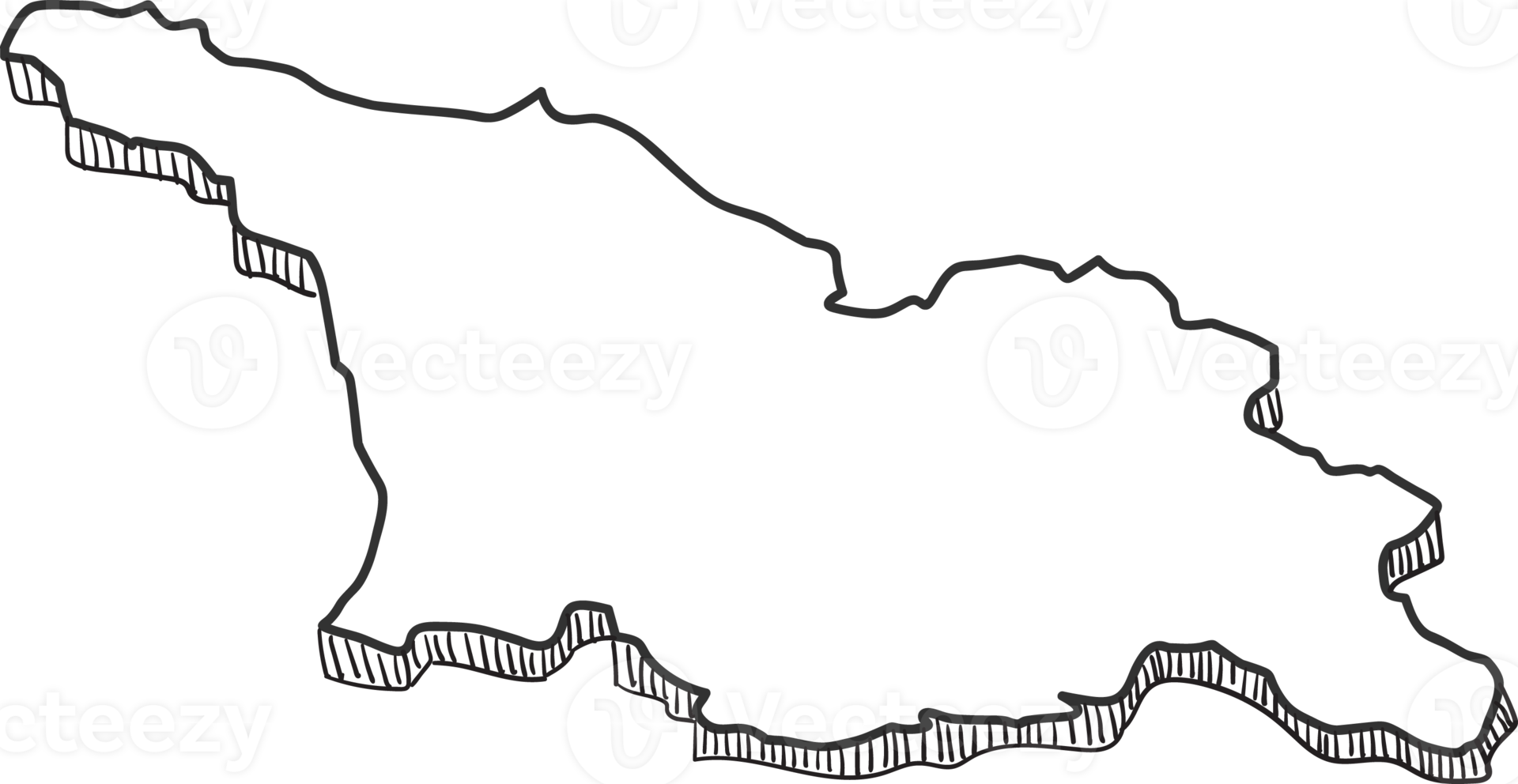 Hand Drawn of Georgia 3D Map 12707486 PNG