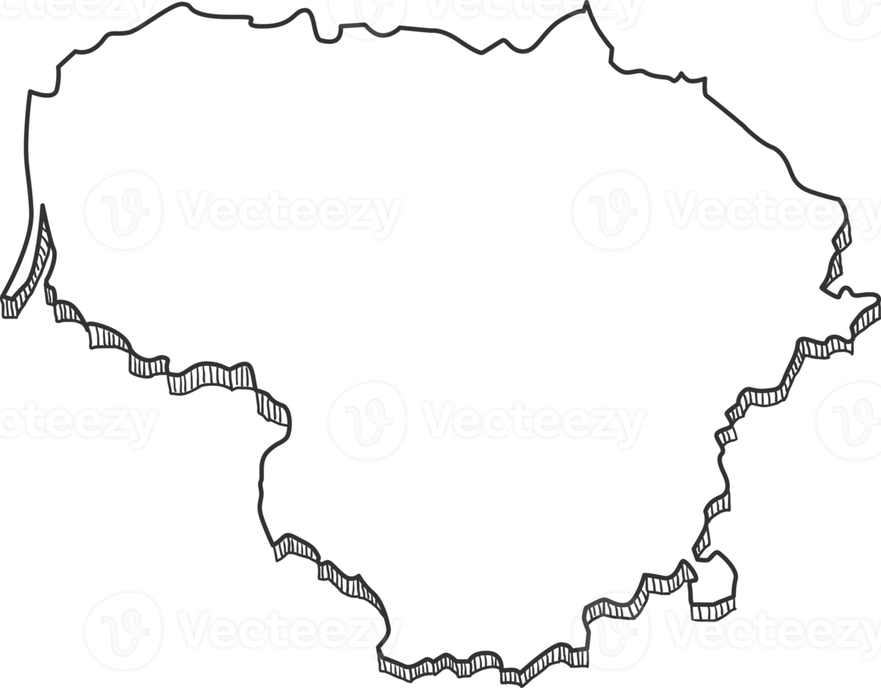Hand Drawn of Lithuania 3D Map png