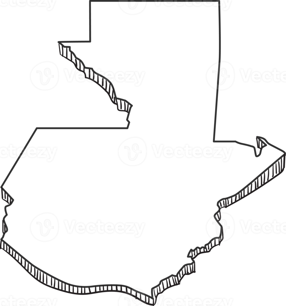 Hand Drawn of Guatemala 3D Map png