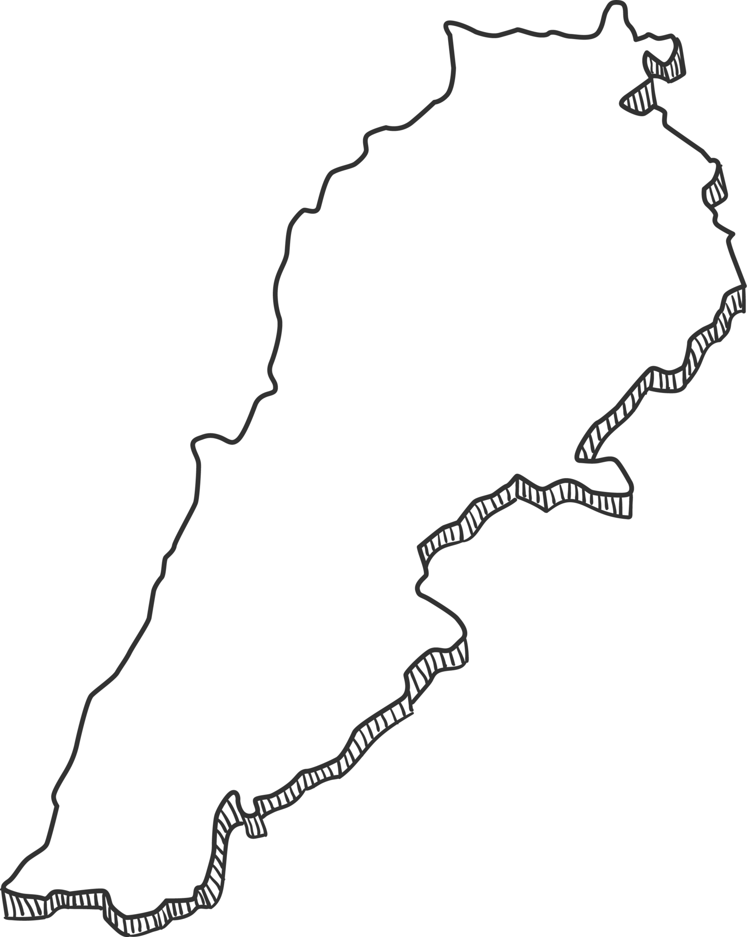 mão desenhada do mapa 3d do Líbano 12707493 PNG