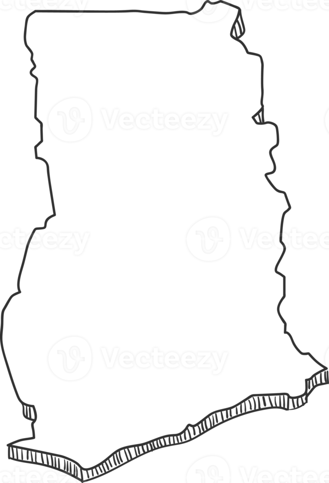 Hand Drawn of Ghana 3D Map png