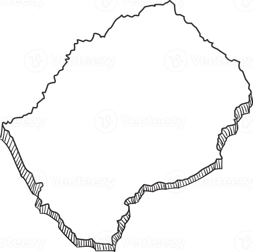 Hand Drawn of Lesotho 3D Map png