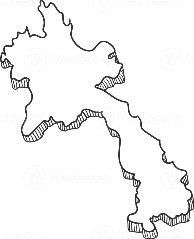 Hand Drawn of Laos 3D Map png
