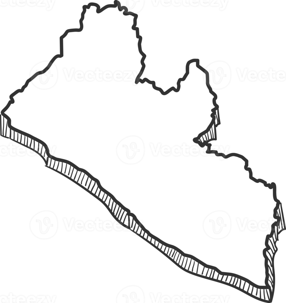 Hand Drawn of Liberia 3D Map png
