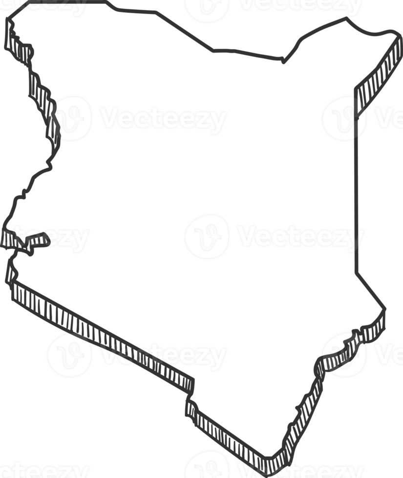 Hand Drawn of Kenya 3D Map png