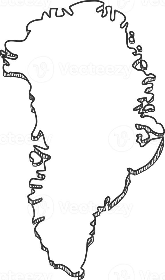 mão desenhada do mapa 3d da Groenlândia png