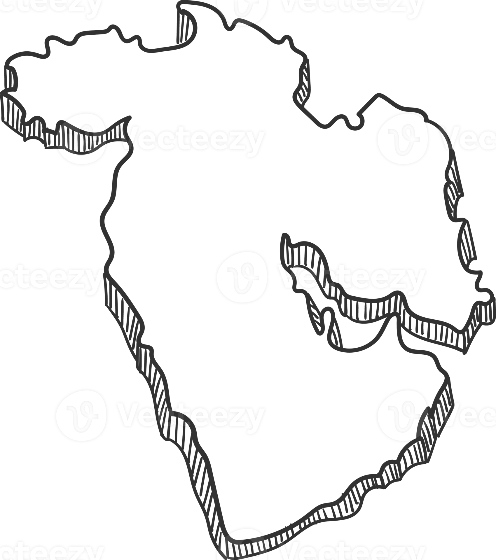 Hand Drawn of Kuwait 3D Map 12707506 PNG