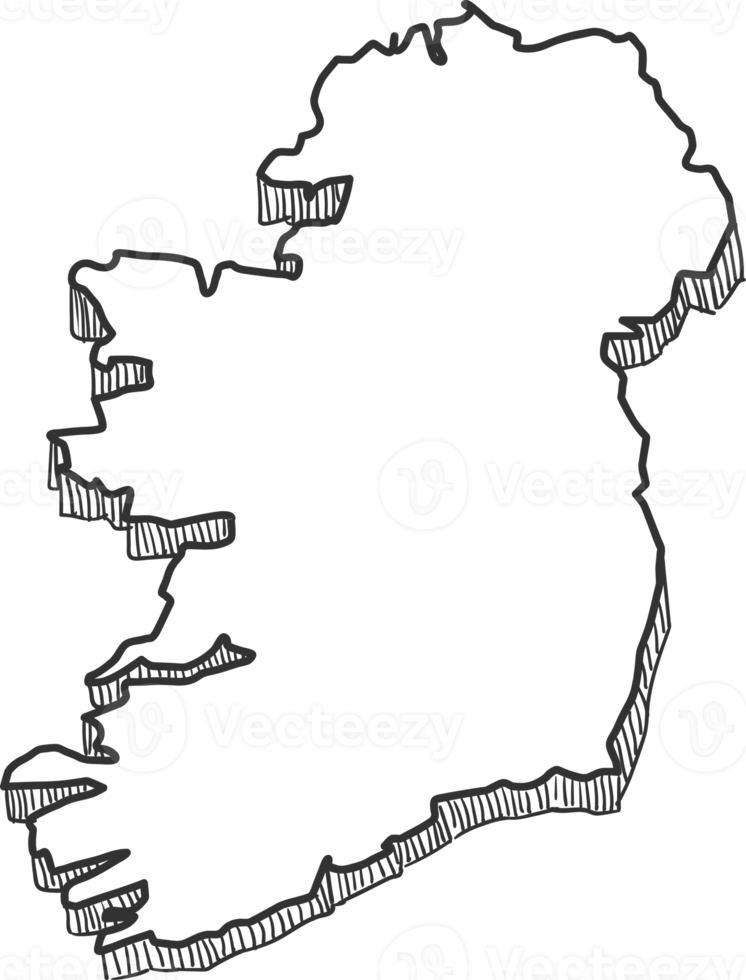 mão desenhada do mapa 3d da irlanda png