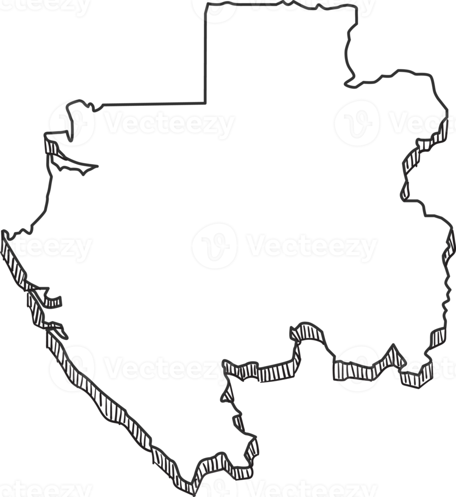 Hand Drawn of Gabon 3D Map png