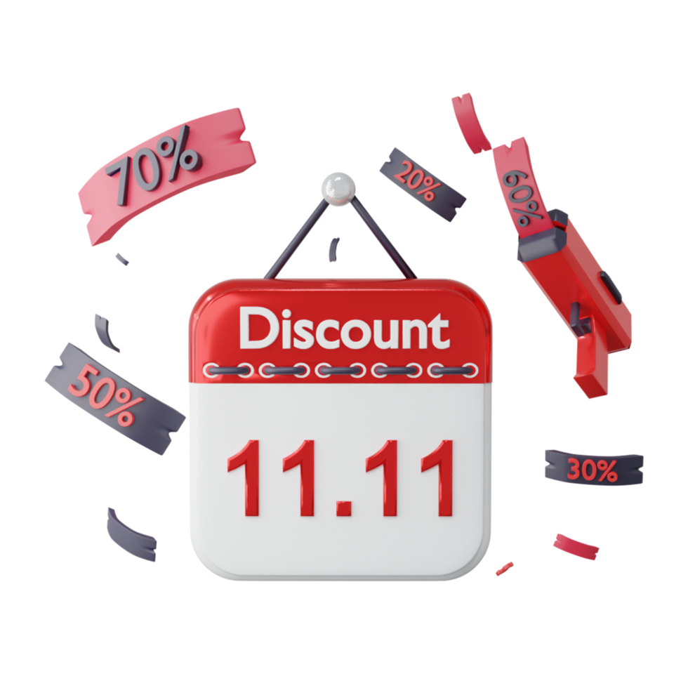 3D Calendar icon with promotion sale discount png