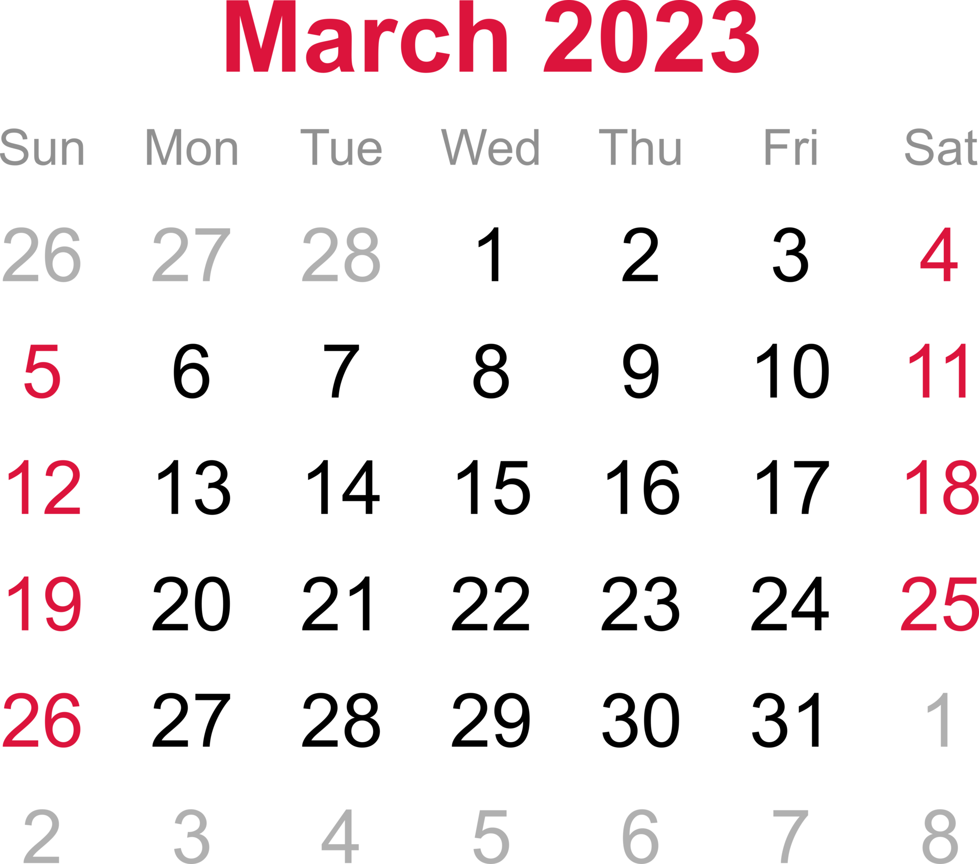 Calendrier 2023 png