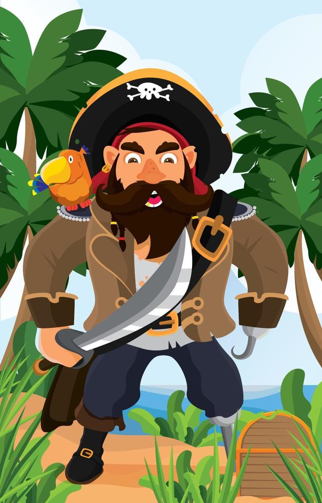 concepto de personaje pirata vector