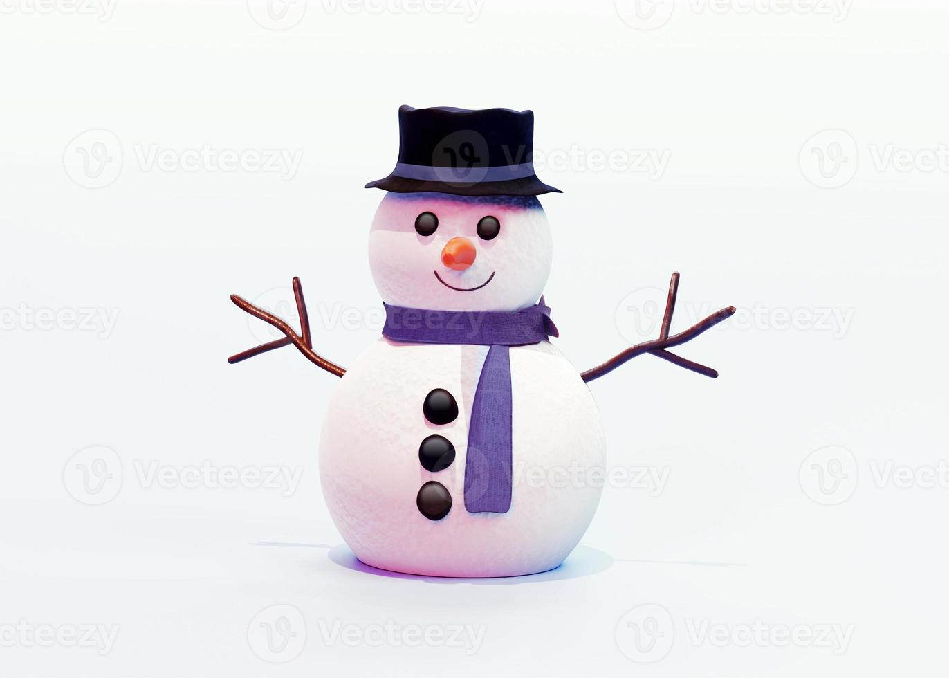 3D render of a snowman on a white background photo