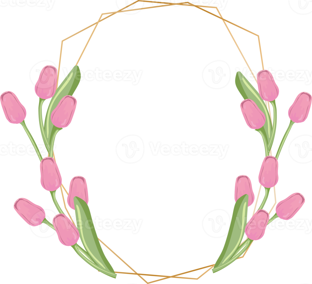 golden pink tulip flower wreath png