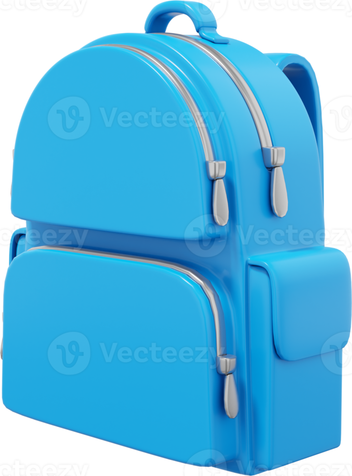 mochila escolar cidade mochila azul. png ícone em fundo transparente. renderização 3D.