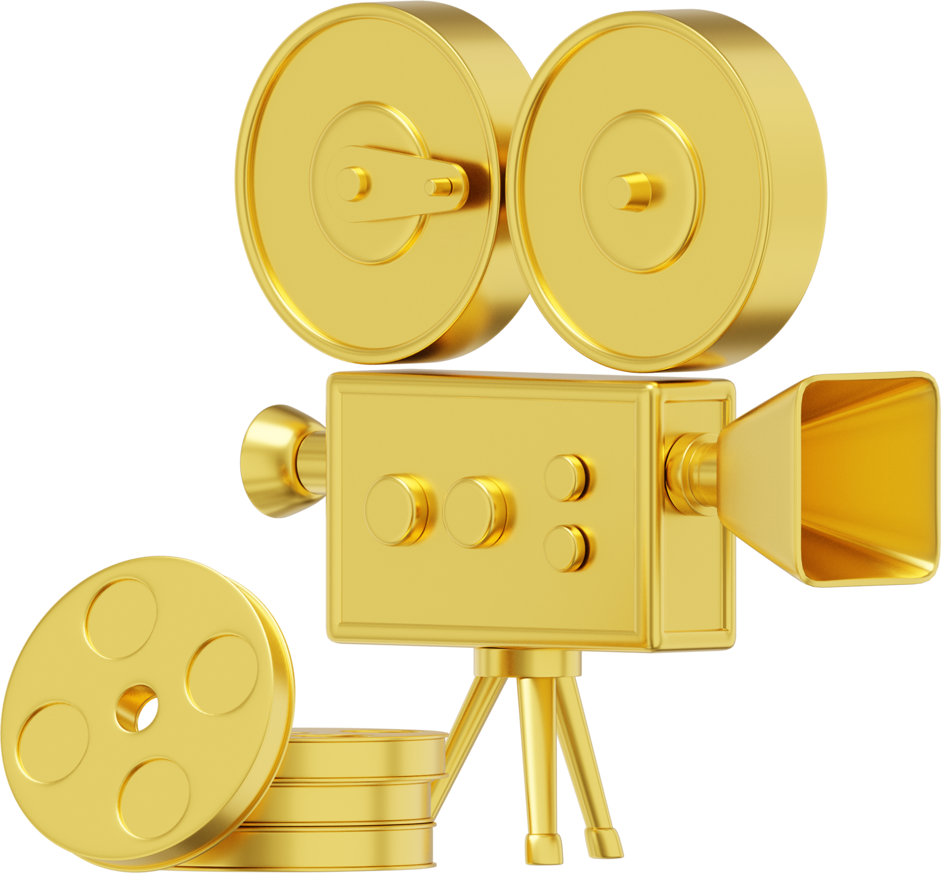 Free Vintage gold cartoon style movie camera. Funny retro video camera. 3D  rendering. PNG icon on transparent background 12707856 PNG with Transparent  Background
