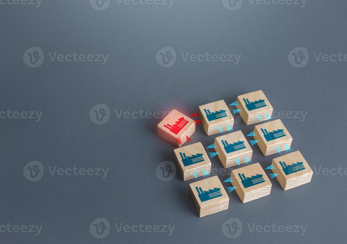 Factory production chains are under threat. Violation of logistics and established supply. sanctions and embargoes. economic war. Exclusion of component manufacturers from industrial ecosystem. photo