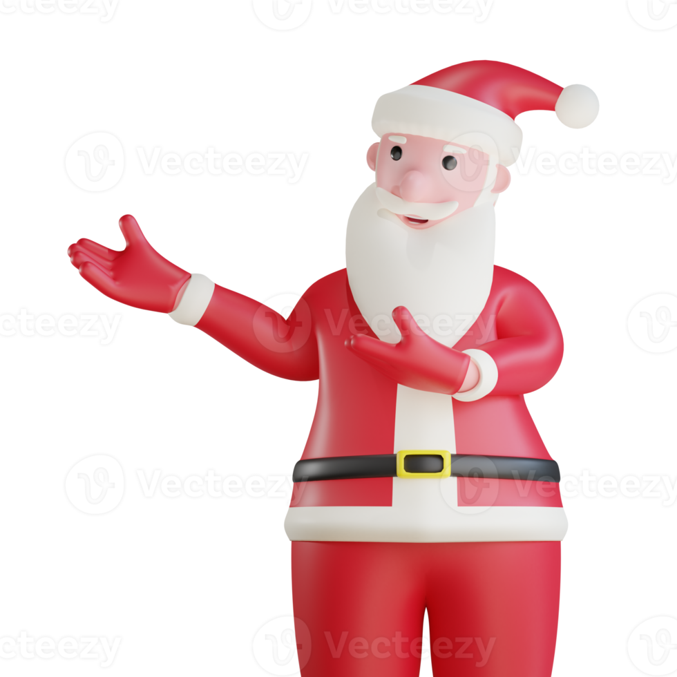 3d santa claus showing something png