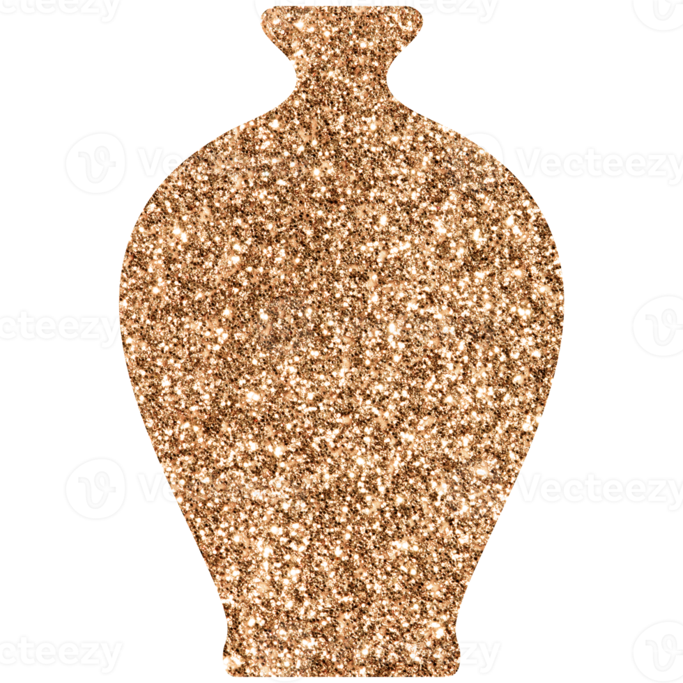 Modern golden boho ceramic vase. Transparent PNG clipart