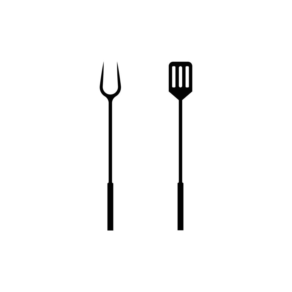 BBQ grill tools icon. spatula and fork icon symbol vector