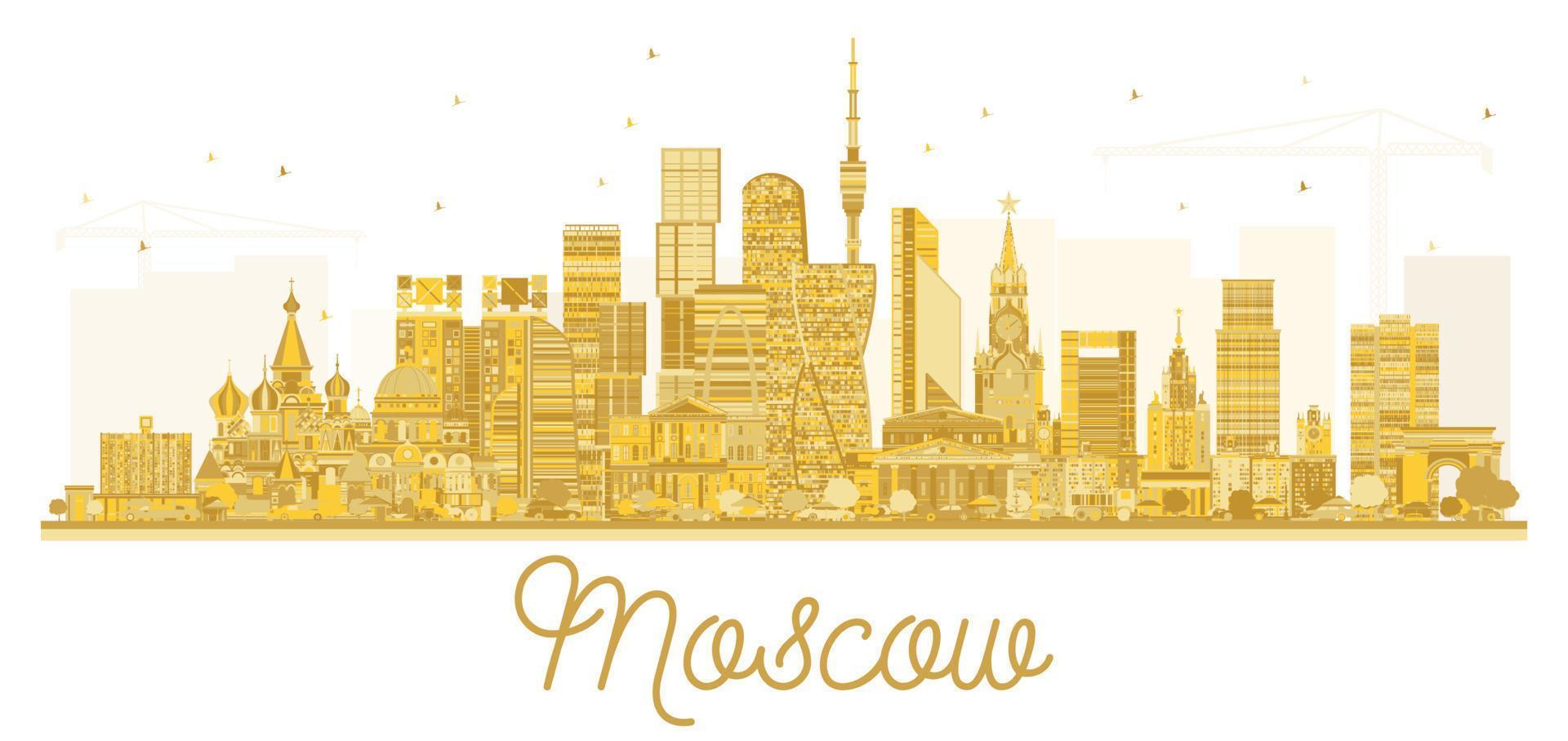 Moscow City skyline golden silhouette. vector