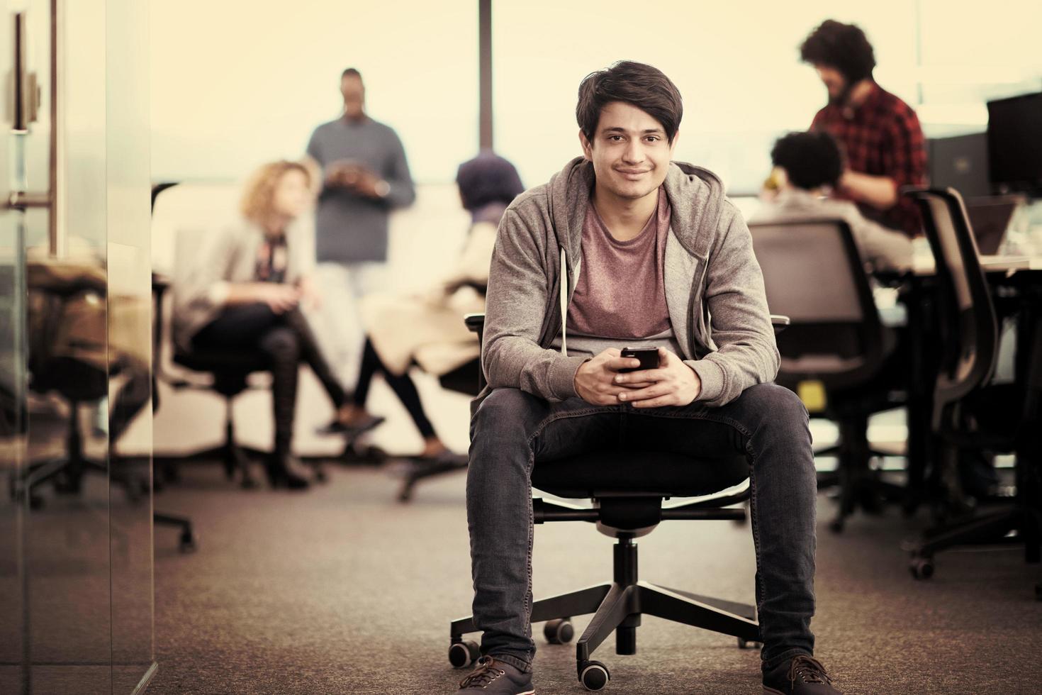 software developer using mobile phone photo