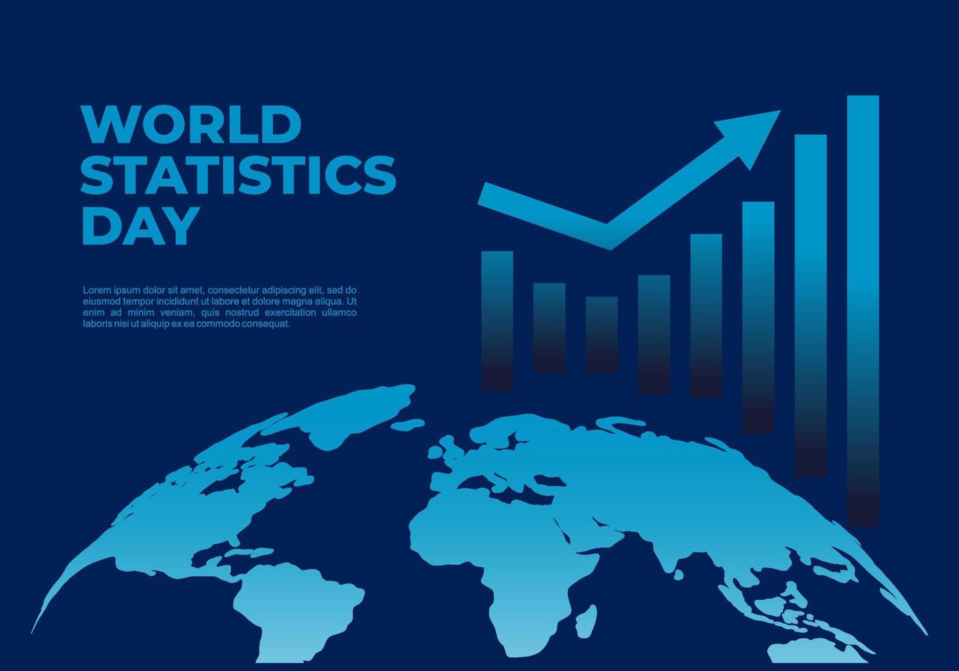 World statistic day background with earth map and graphic on blue vector