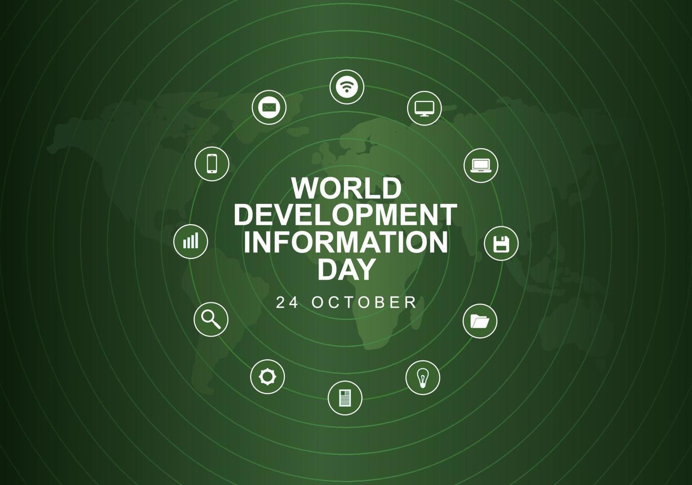 World development information day background with map and information vector