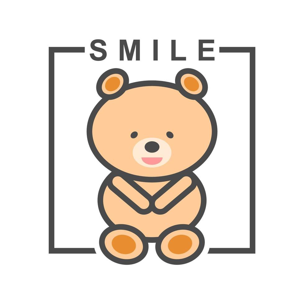 Smile teddy bear isolated on white background. vector