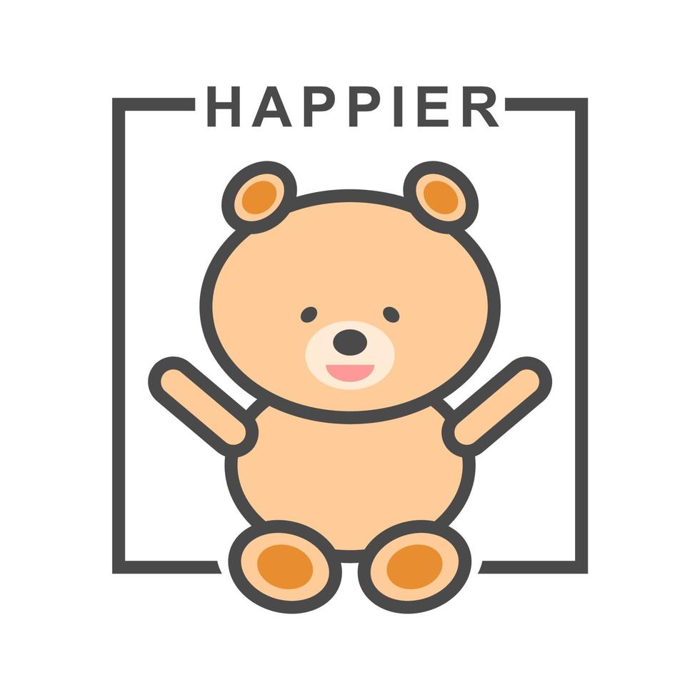 Happier teddy bear isolated on white background. vector