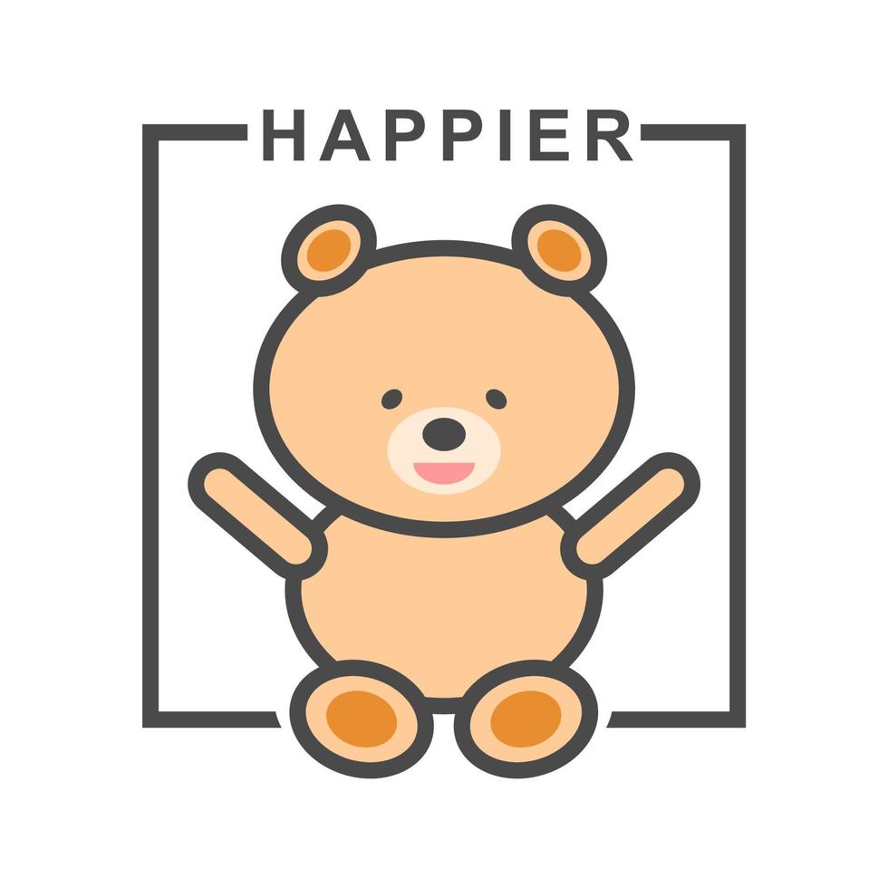 oso de peluche más feliz aislado sobre fondo blanco. vector