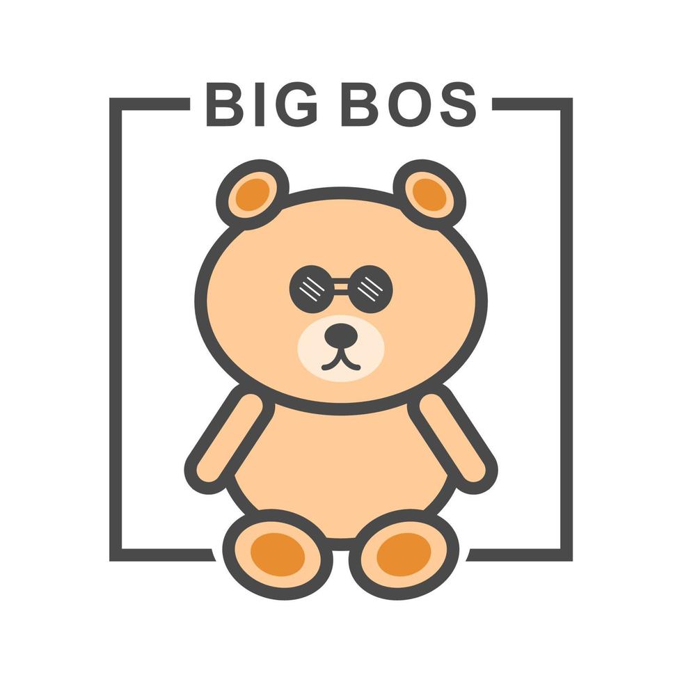 Big boss teddy bear isolated on white background. vector