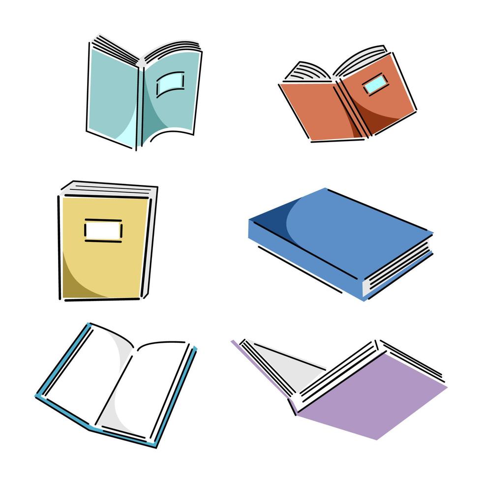 six books object element isolated on white background. vector