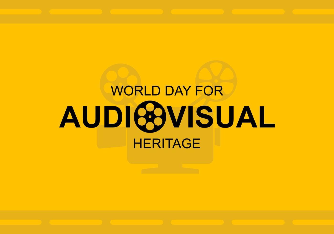 World day for audiovisual heritage background with big camera vector