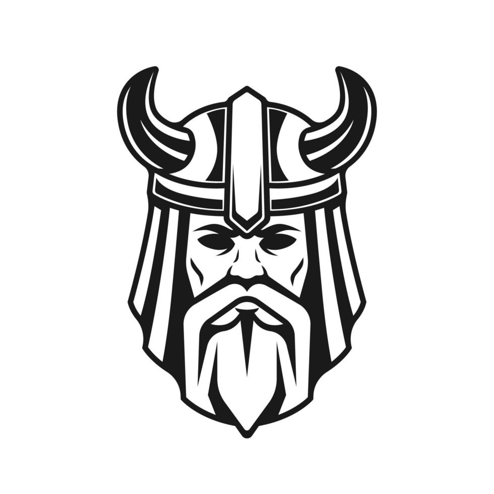 viking with beard and helmet logo icon vector illustration