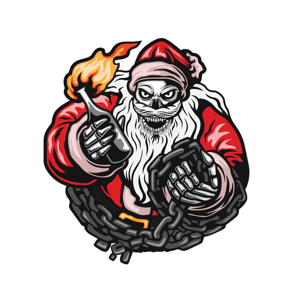 santa claus doing anarchy vector illustration