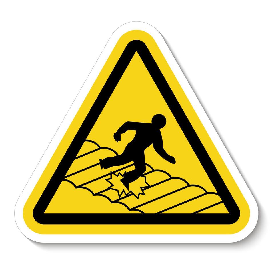 Warning Fragile Roof Sign On White Background vector