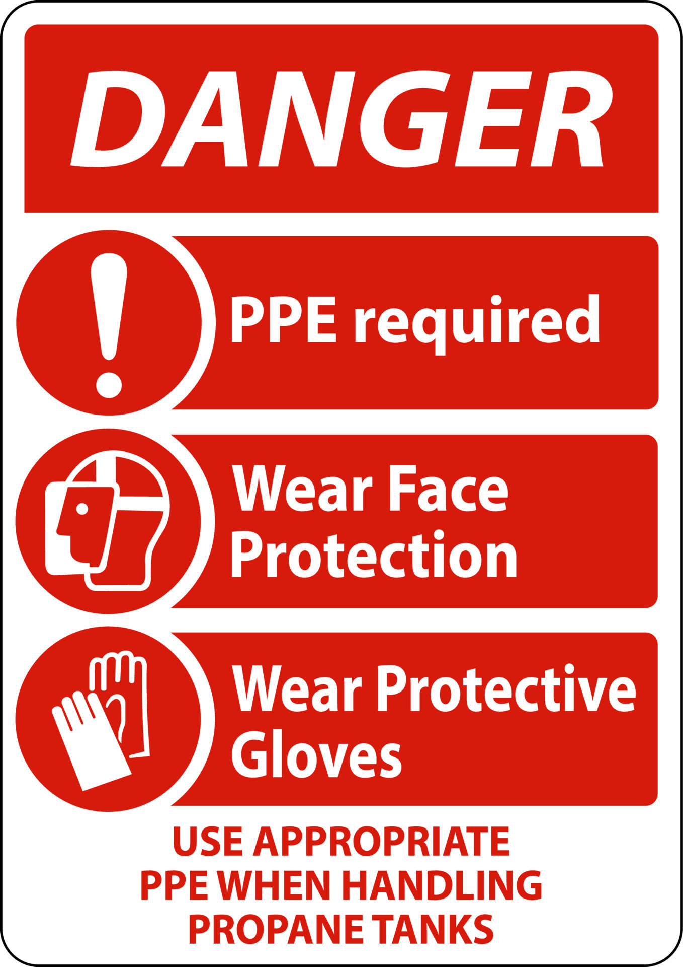 Danger PPE Required When Handling Propane Tanks Sign 12709036 Vector