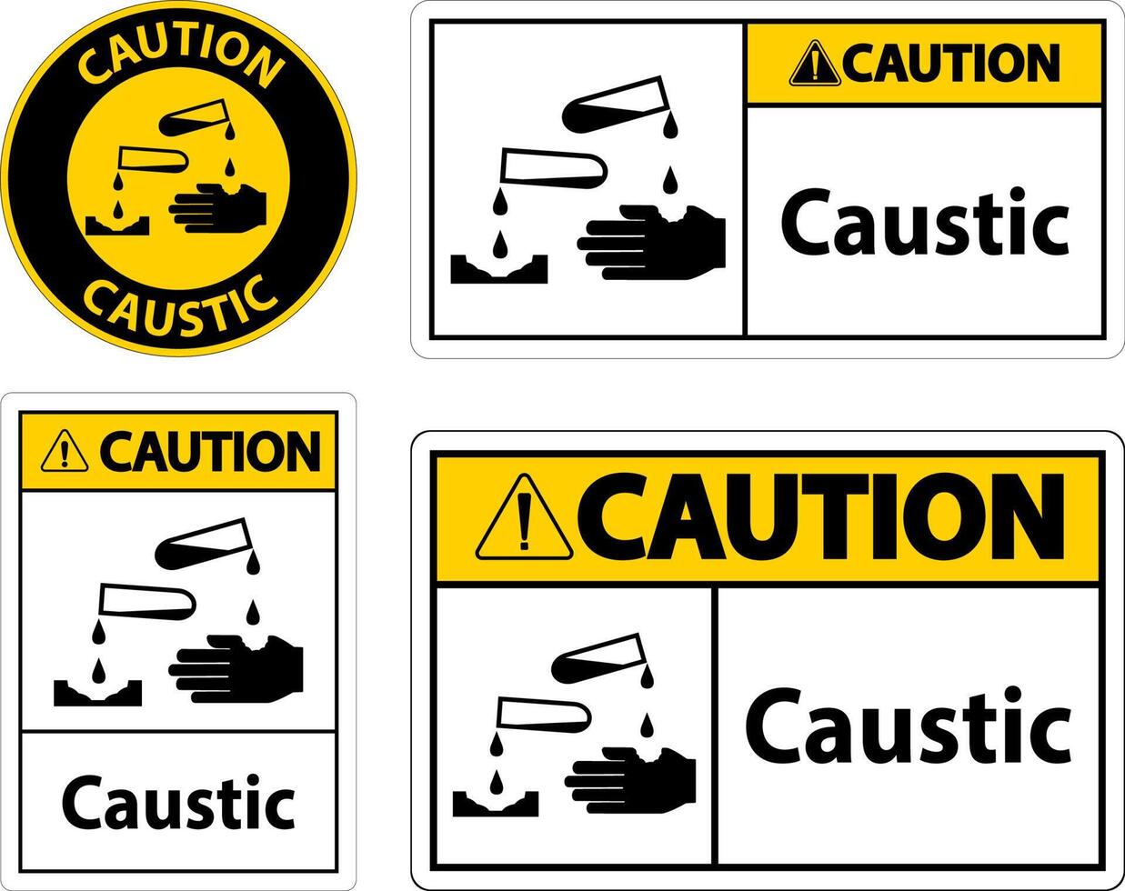 Caution Caustic Symbol Sign On White Background vector