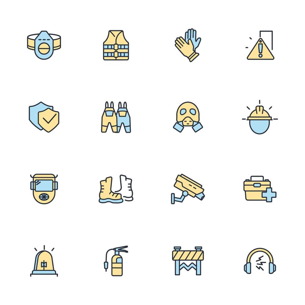 work safety icons set . work safety pack symbol vector elements for infographic web