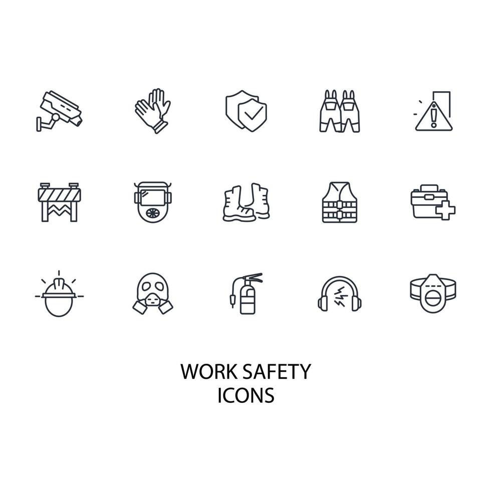 work safety icons set . work safety pack symbol vector elements for infographic web