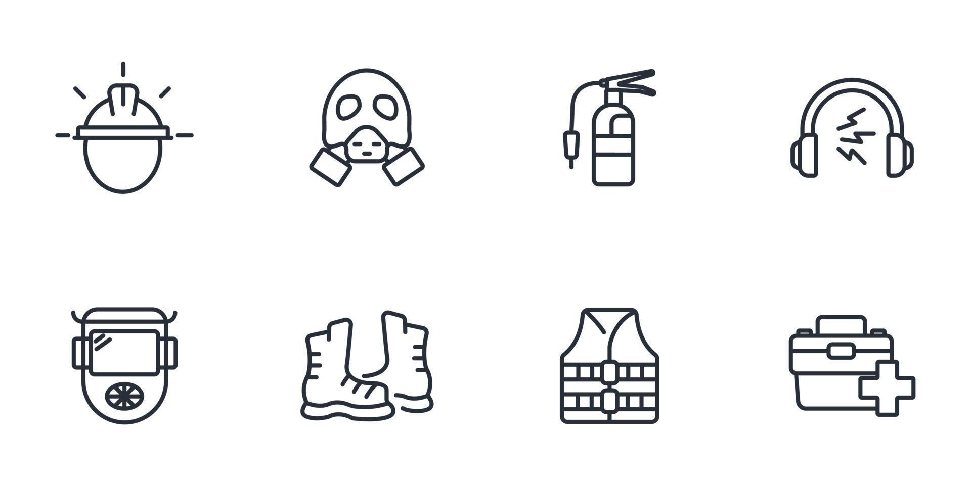 conjunto de iconos de seguridad laboral. elementos de vector de símbolo de paquete de seguridad de trabajo para web de infografía