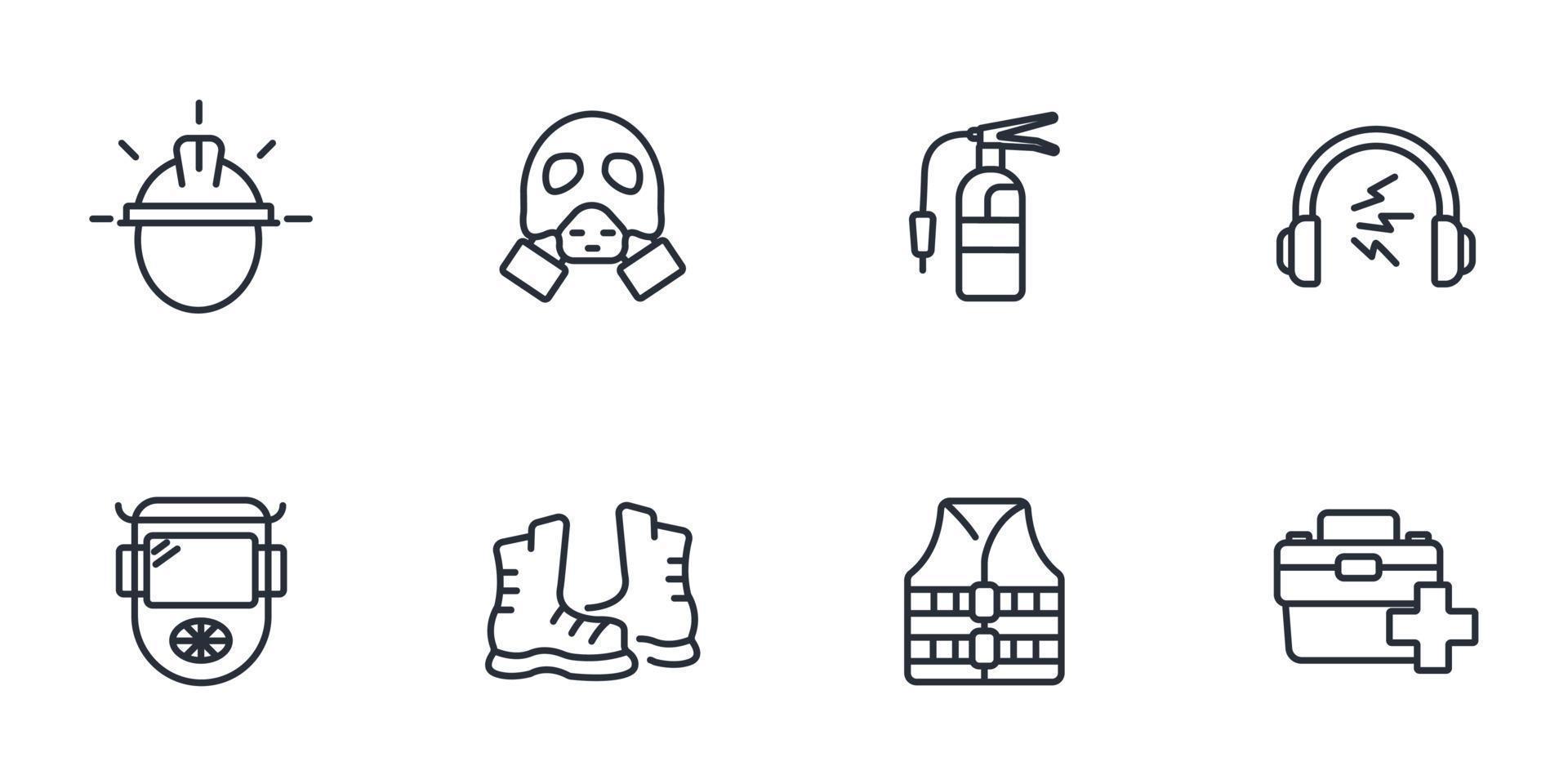 work safety icons set . work safety pack symbol vector elements for infographic web