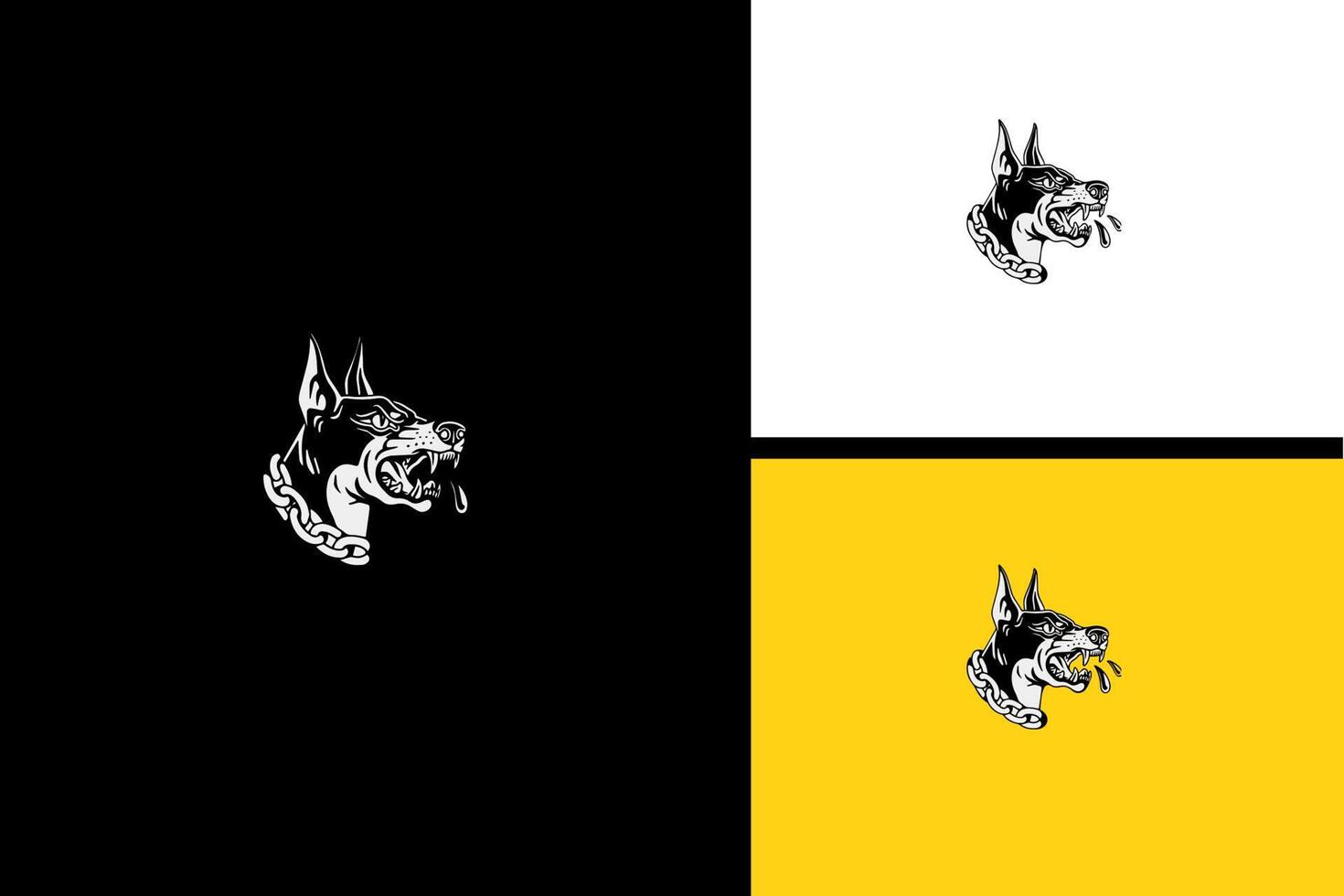head dog angry vector illustration line art