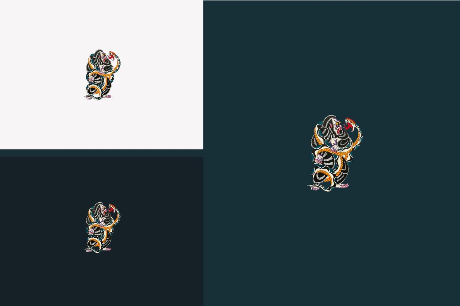 big monkey and king cobra vector illustration design