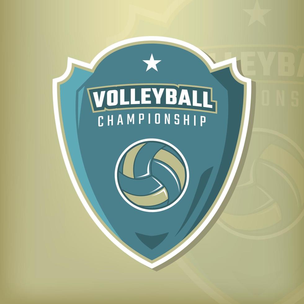 Vector volleyball championship logo with shield