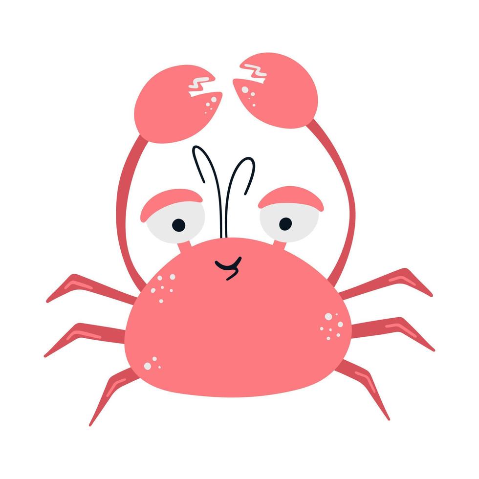 Illustration of cute crab on white background vector illustration cartoon flat style