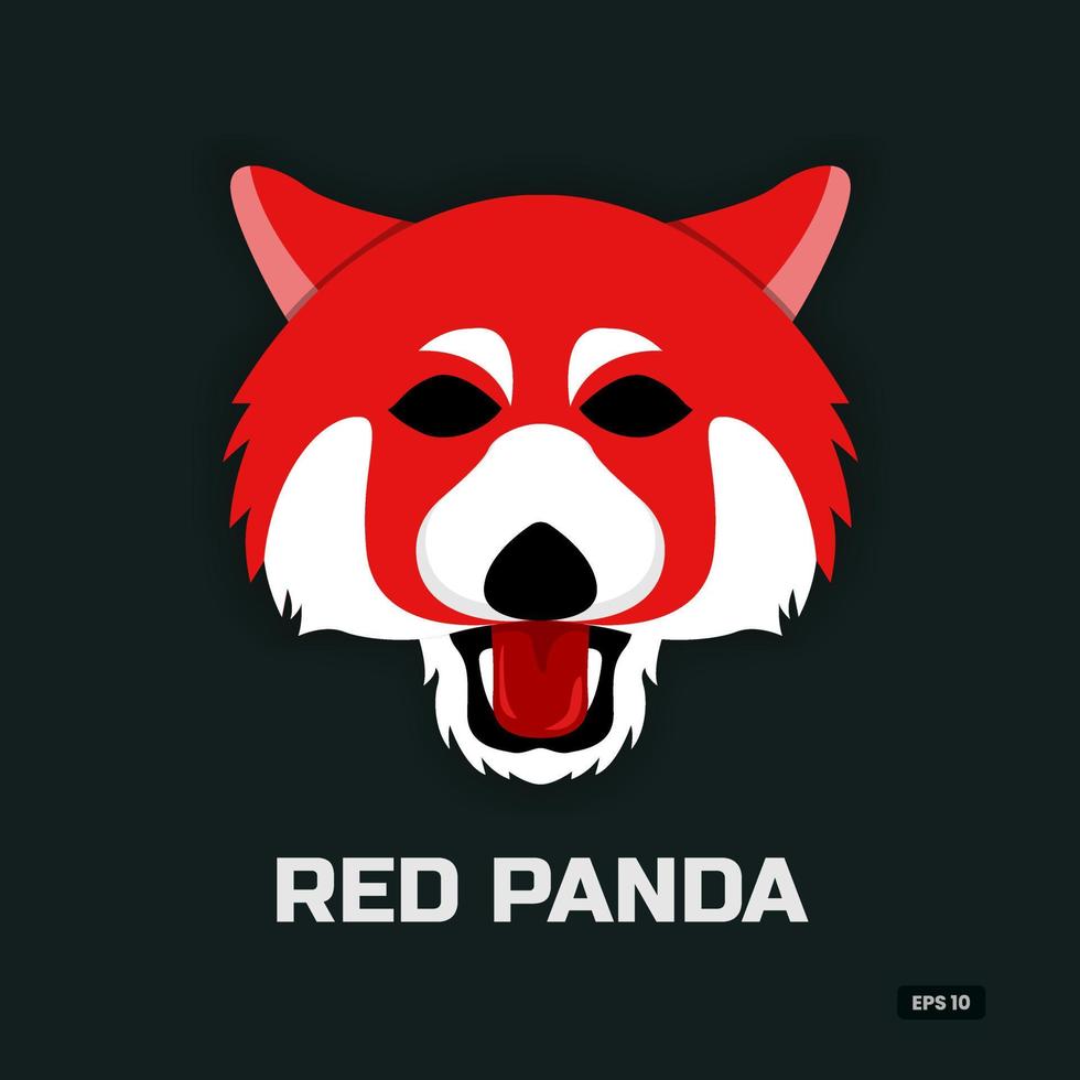 ilustración de diseño de logotipo de panda rojo mínimo, icono, animal, enojado vector