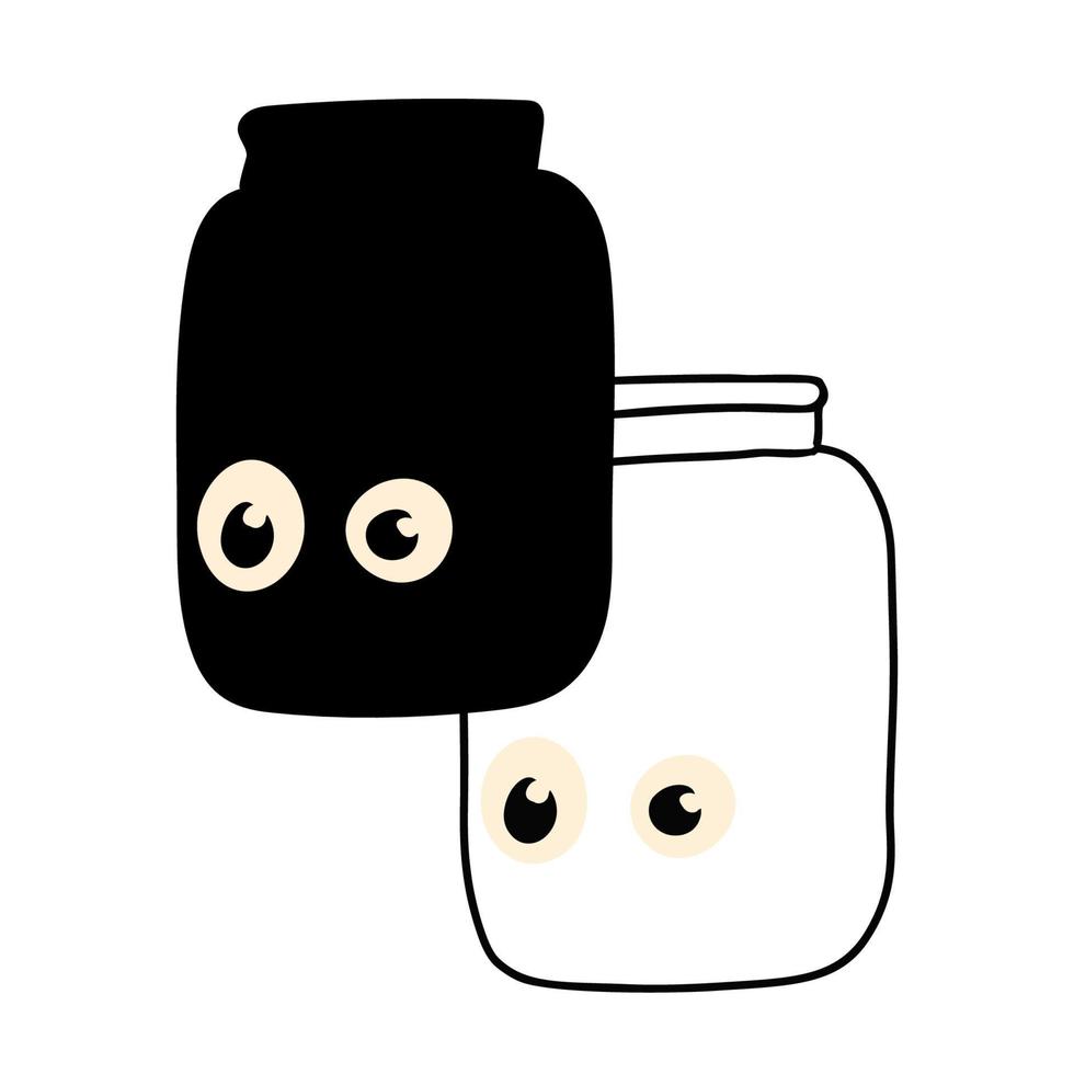 Illustration of a jar with eyes on a white background vector